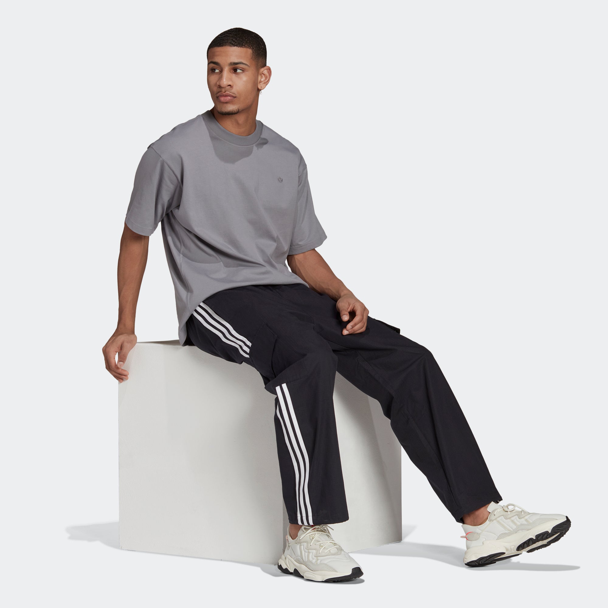 adidas Essentials French Terry Tapered Cuff 3-Stripes Pants - Blue | adidas  GH